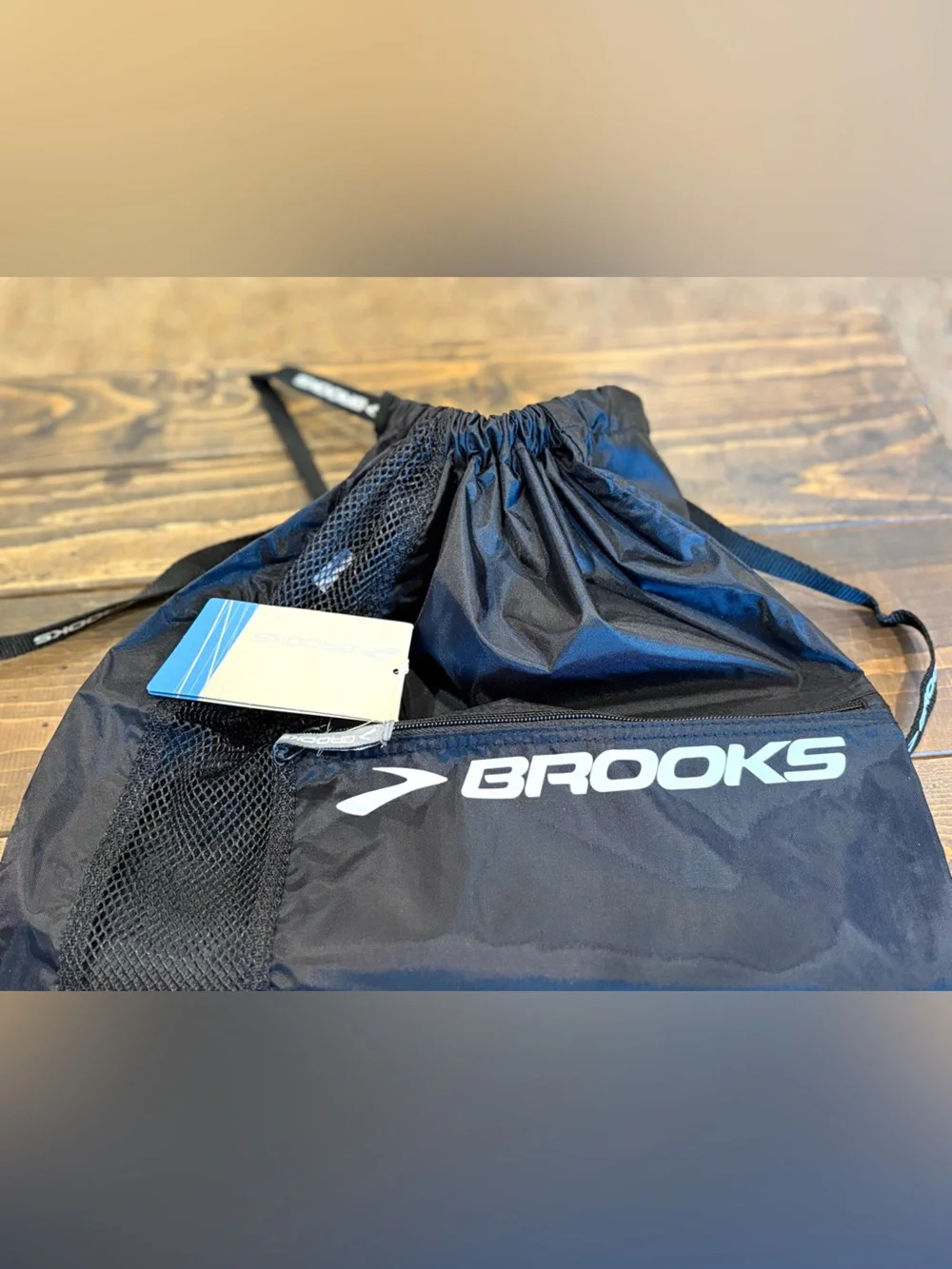 Brooks Black Drawstring Backpack with Pocket